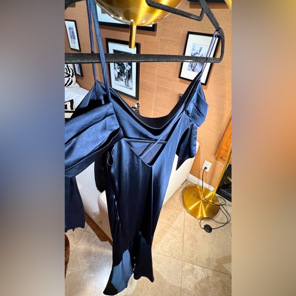 Nadine Merabi Navy Blue Nicole Open Back Midi Cocktail Dress Small Cocktail Flaw - Picture 6 of 16